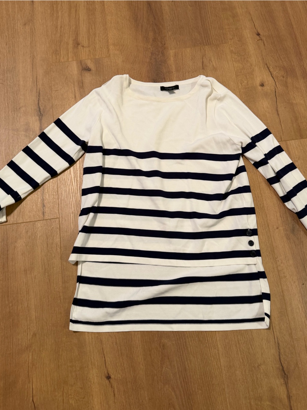 Atmosphere White & Navy Striped Boatneck Sweater